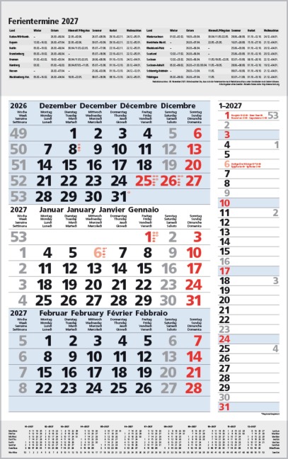 3-Monats-Planer Combi Blau 2027 - 