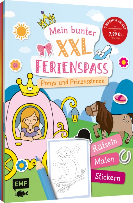 Mein bunter XXL-Ferienspaß: Ponys und Prinzessinnen - 3 Kreativbücher im Bundle - 