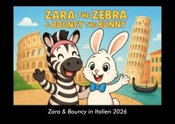 Cover-Bild zum Titel 'Zara & Bouncy in Italien 2026 Fotokalender DIN A3' von 'Kevin Heber, Tobias Schmitt'