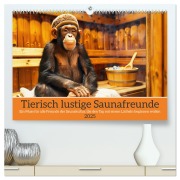 Tierisch lustige Saunafreunde (hochwertiger Premium Wandkalender 2025 DIN A2 quer), Kunstdruck in Hochglanz - Peter Rübsamen