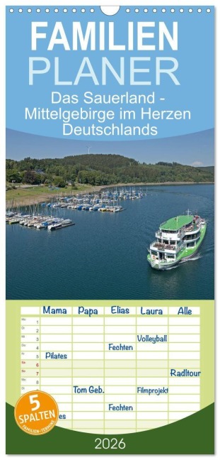 Familienplaner 2026 - Das Sauerland - Mittelgebirge im Herzen Deutschlands mit 5 Spalten (Wandkalender, 21 x 45 cm) CALVENDO - Siegfried Kuttig