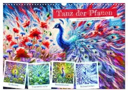 Cover-Bild zum Titel 'Tanz der Pfauen - Jahreszeiten in abstrakter Eleganz (Wandkalender 2026 DIN A3 quer), CALVENDO Monatskalender' von 'Anja Frost'