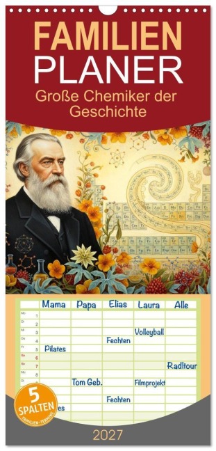 Familienplaner 2027 - Große Chemiker der Geschichte mit 5 Spalten (Wandkalender, 21 x 45 cm) CALVENDO - Kerstin Waurick