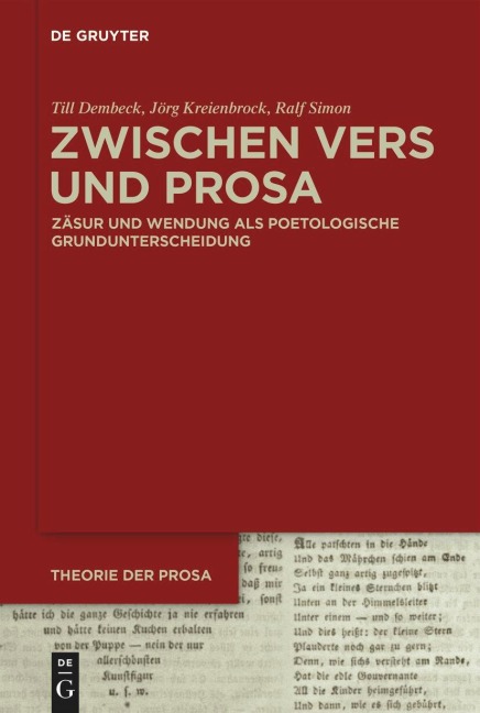 Zwischen Vers und Prosa - Till Dembeck, Jörg Kreienbrock, Ralf Simon