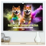 Cover-Bild zum Titel 'Holi Pulver - Doppelte Action (hochwertiger Premium Wandkalender 2026 DIN A2 quer), Kunstdruck in Hochglanz' von 'Fotodesign Verena Scholze'