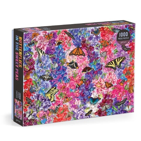 Troy Litten Butterflies In the Sweet Peas 1000 Piece Puzzle - Galison, Troy Litten