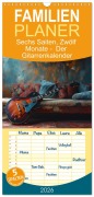 Cover-Bild zum Titel 'Familienplaner 2026 - Sechs Saiten, Zwölf Monate - Der Gitarrenkalender mit 5 Spalten (Wandkalender, 21 x 45 cm) CALVENDO' von 'Artefacti Artefacti'
