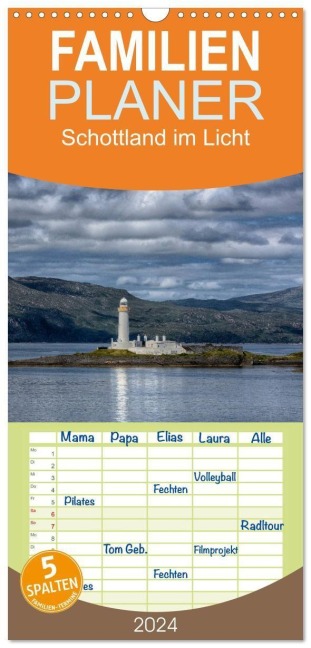 Familienplaner 2027 - Schottland im Licht mit 5 Spalten (Wandkalender, 21 x 45 cm) CALVENDO - Oliver Schwenn