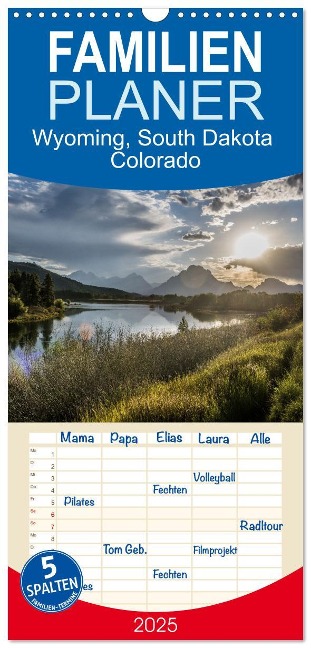 Familienplaner 2025 - Wyoming, South Dakota Colorado mit 5 Spalten (Wandkalender, 21 x 45 cm) CALVENDO - Rolf-Dieter Hitzbleck