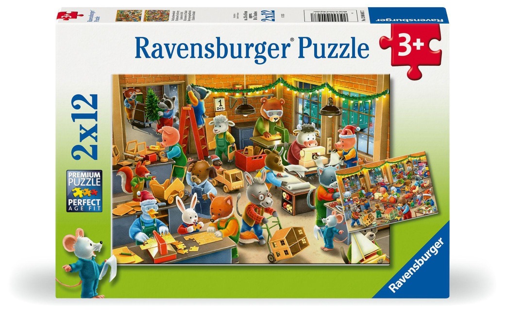 Kinderpuzzle 2x12 Teile - Weihnachtswerkstatt - 