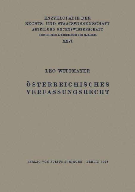 Österreichisches Verfassungsrecht - Leo Wittmayer