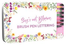 Cover-Bild zum Titel 'Handlettering Designdose Brush Pens Sag's mit Blumen' von ''