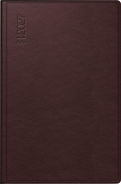 rido/idé 7016168277 Taschenkalender Mod. partner/Industrie I 2027 A7, Leder, dunkelrot - 