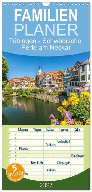 Familienplaner 2027 - Tübingen - Schwäbische Perle am Neckar mit 5 Spalten (Wandkalender, 21 x 45 cm) CALVENDO - Fotosvonlucke