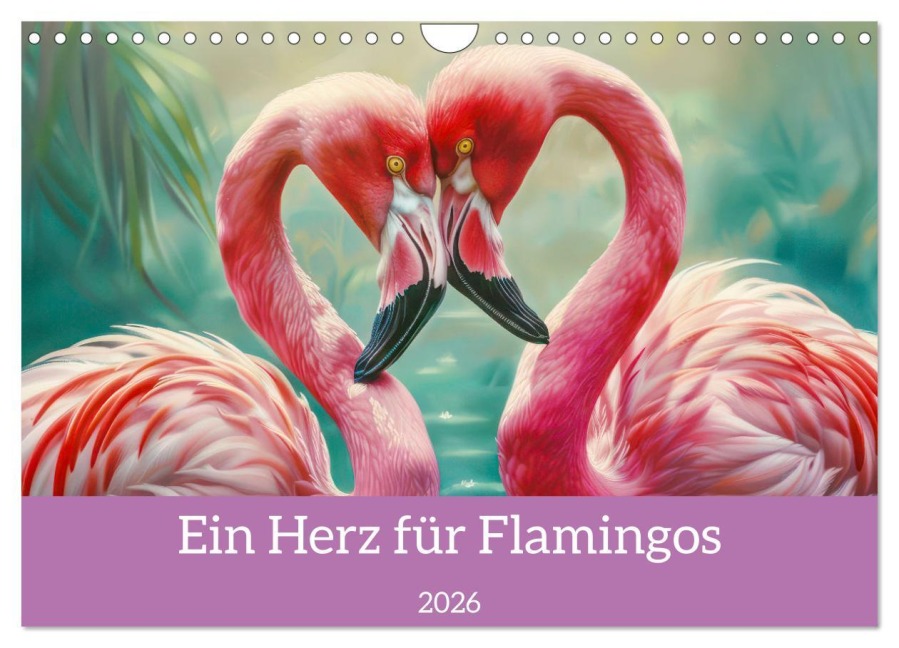 Ein Herz für Flamingos (Wandkalender 2026 DIN A4 quer), CALVENDO Monatskalender - Liselotte Brunner-Klaus