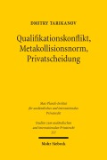 Cover-Bild zum Titel 'Qualifikationskonflikt, Metakollisionsnorm, Privatscheidung' von 'Dmitry Tarikanov'