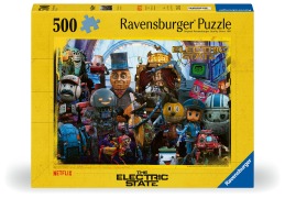 Cover-Bild zum Titel 'Erwachsenenpuzzle 500 Teile - The Electric State - Drones never! Bots forever!' von ''