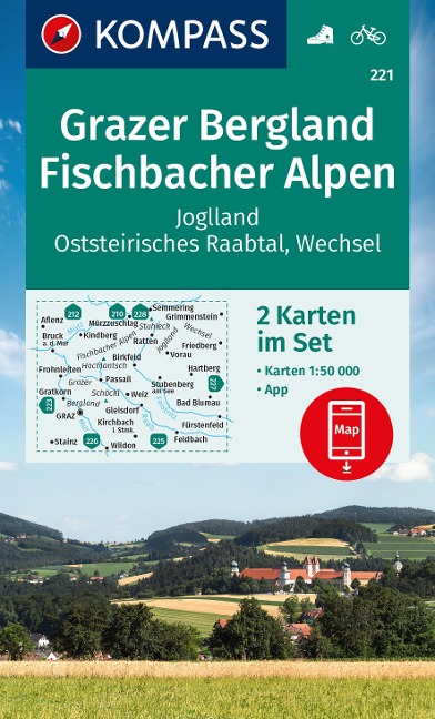 KOMPASS Wanderkarten-Set 221 Grazer Bergland, Fischbacher Alpen (2 Karten) 1:50.000 - 