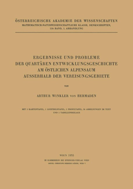 Ergebnisse und Probleme der Quartären Entwicklungsgeschichte am Östlichen Alpensaum Ausserhalb der Vereisungsgebiete - Arthur Winkler Von Hermaden