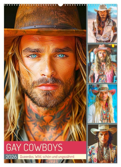 Gay Cowboys. Queerdos. Wild, schön und ungezähmt (Wandkalender 2026 DIN A2 hoch), CALVENDO Monatskalender - Rose Hurley