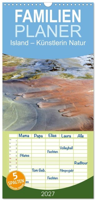 Familienplaner 2027 - Island - Künstlerin Natur mit 5 Spalten (Wandkalender, 21 x 45 cm) CALVENDO - Brigitte Ulrich