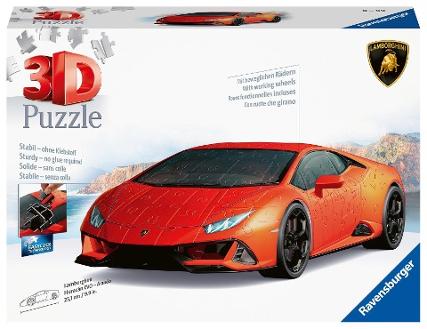 Ravensburger 3D Puzzle 11571 - Lamborghini Huracán EVO - Arancio - Der rassige Supersportwagen als 3D Puzzle Fahrzeug - 