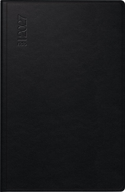 rido/idé 7016168907 Taschenkalender Mod. partner/Industrie I 2027 A7, Leder, schwarz - 