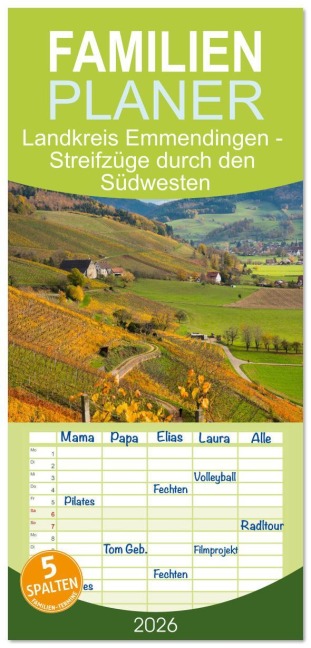 Familienplaner 2026 - Landkreis Emmendingen - Streifzüge durch den Südwesten mit 5 Spalten (Wandkalender, 21 x 45 cm) CALVENDO - 