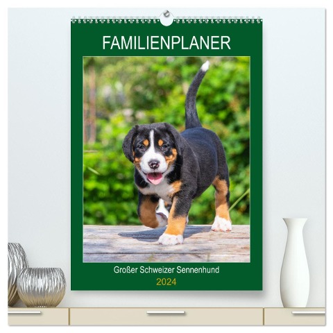 Familienplaner Großer Schweizer Sennenhund (hochwertiger Premium Wandkalender 2024 DIN A2 hoch), Kunstdruck in Hochglanz - Sigrid Starick
