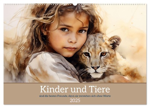 Kinder und Tiere (Wandkalender 2025 DIN A2 quer), CALVENDO Monatskalender - Daniela Tapper