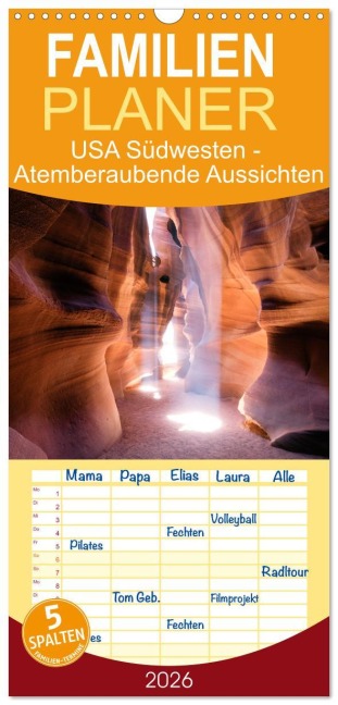Familienplaner 2026 - USA Südwesten - Atemberaubende Aussichten mit 5 Spalten (Wandkalender, 21 x 45 cm) CALVENDO - Matteo Colombo