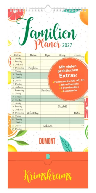 Familienplaner Krimskrams mit Tasche - 4 Spalten 2027 - 
