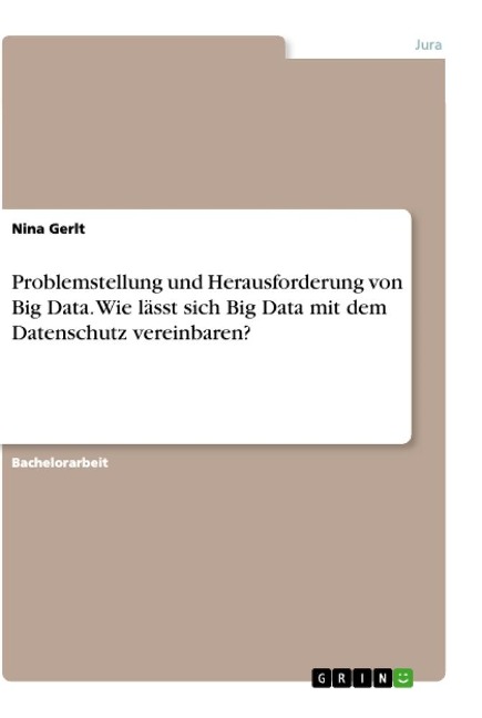 Problemstellung und Herausforderung von Big Data. Wie lässt sich Big Data mit dem Datenschutz vereinbaren? - Nina Gerlt