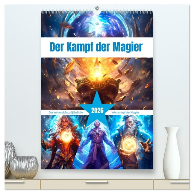 Der Kampf der Magier (hochwertiger Premium Wandkalender 2026 DIN A2 hoch), Kunstdruck in Hochglanz - Steffen Gierok-Latniak