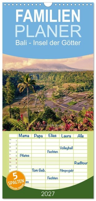Familienplaner 2027 - Bali - Insel der Götter mit 5 Spalten (Wandkalender, 21 x 45 cm) CALVENDO - Stefan Becker