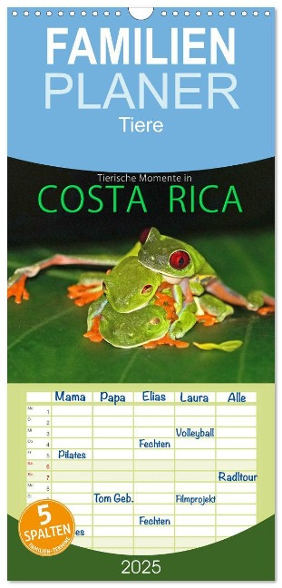 Familienplaner 2025 - COSTA RICA - Tierische Momente mit 5 Spalten (Wandkalender, 21 x 45 cm) CALVENDO - Michael Matziol