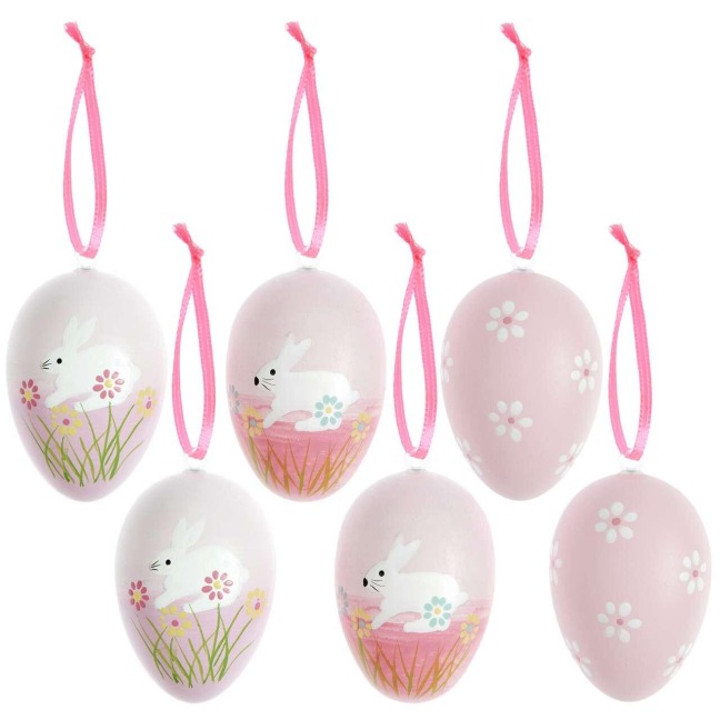 Deko-Eier Set, Rosa, 6 Stück, 6 x 4cm - 