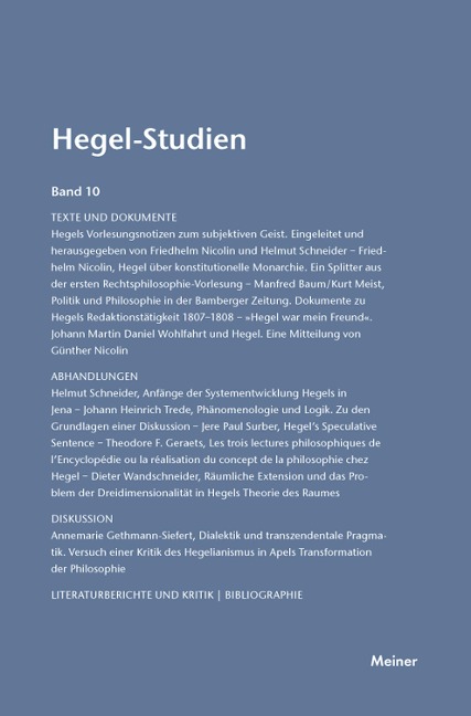 Hegel-Studien Band 10 - 