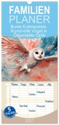 Cover-Bild zum Titel 'Familienplaner 2027 - Bunte Eulenpoesie. Kunstvolle Vögel in Ölgemälde-Optik mit 5 Spalten (Wandkalender, 21 x 45 cm) CALVENDO' von 'Rose Hurley'