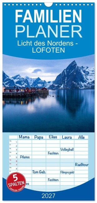 Familienplaner 2027 - Licht des Nordens - LOFOTEN mit 5 Spalten (Wandkalender, 21 x 45 cm) CALVENDO - Reinhard Müller