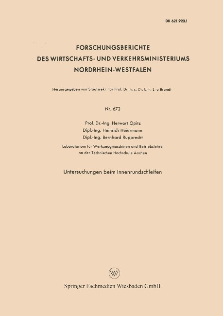 Untersuchungen beim Innenrundschleifen - Herwart Opitz