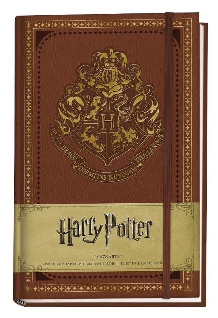 Harry Potter: Notizbuch Hogwarts (in Lederoptik mit Gummiband und Zeichenband) - 