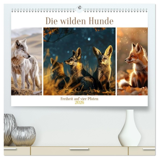 Die wilden Hunde (hochwertiger Premium Wandkalender 2026 DIN A2 quer), Kunstdruck in Hochglanz - Daniela Tapper