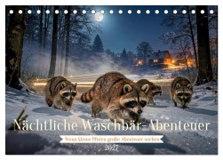Cover-Bild zum Titel 'Nächtliche Waschbär-Abenteuer (Tischkalender 2027 DIN A5 quer), CALVENDO Monatskalender' von 'Torsten Irmer'