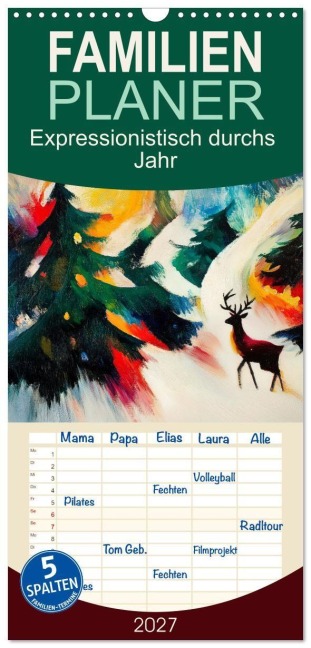 Familienplaner 2027 - Expressionistisch durchs Jahr mit 5 Spalten (Wandkalender, 21 x 45 cm) CALVENDO - Sabine Löwer