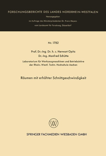 Räumen mit erhöhter Schnittgeschwindigkeit - Herwart Opitz