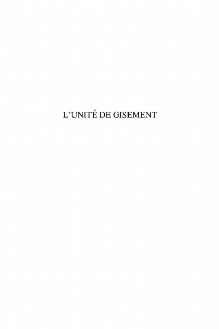 Unite de gisement, hydrocarbure et autre - Bouvet Jean-Pierre