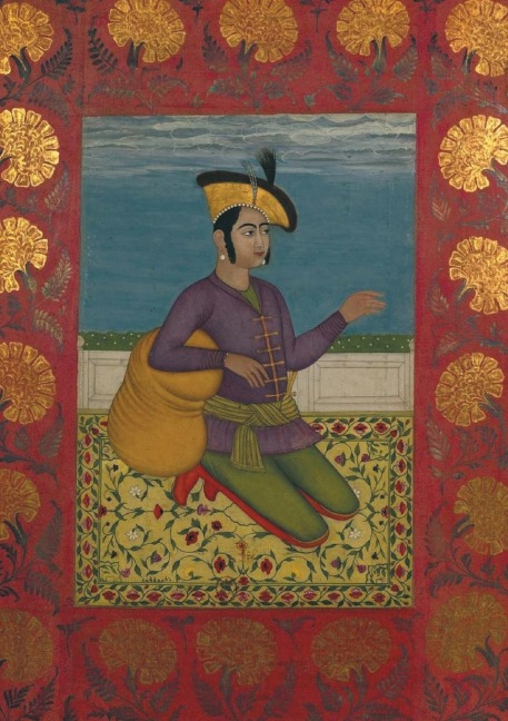 Carnet Blanc, Prince Indien À Genoux, Miniature 18e - Sans Auteur