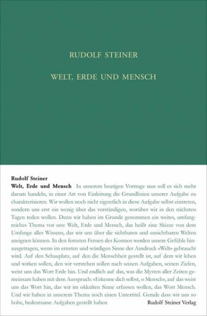 Welt, Erde und Mensch - Rudolf Steiner