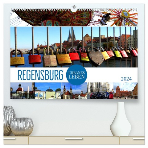 REGENSBURG - urbanes Leben (hochwertiger Premium Wandkalender 2024 DIN A2 quer), Kunstdruck in Hochglanz - Renate Bleicher